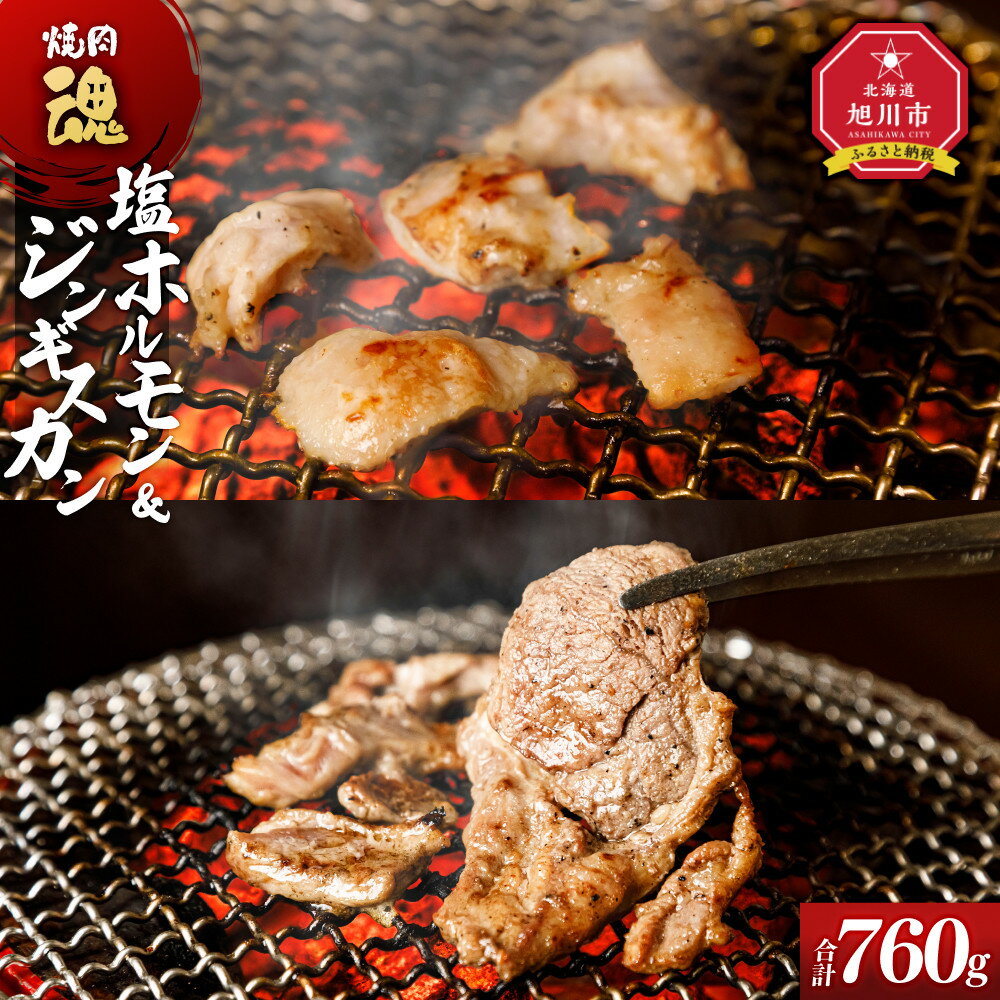 【ふるさと納税】焼肉　魂　塩ホルモン100g×2　ジンギスカン280g×2_04956 | 肉 お肉 にく 食品 人気 おすすめ 送料無料 ギフト