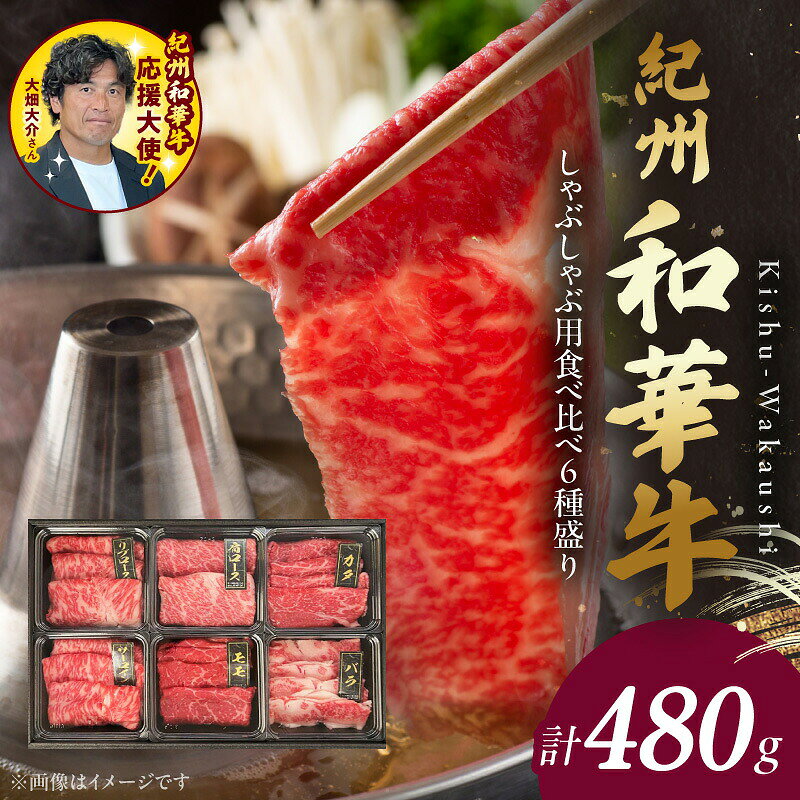【ふるさと納税】紀州和華牛 しゃぶしゃぶ用 食べ比べ 6種盛り リブロース サーロイン 肩ロース モモ バラ 肩 各80g 計480g 肉 牛肉 熟成肉 新ブランド 黒毛和牛 旨味 凝縮 あっさり ヘルシー グルメ 冷凍 お取り寄せ お取り寄せグルメ 和歌山県 湯浅町 送料無料