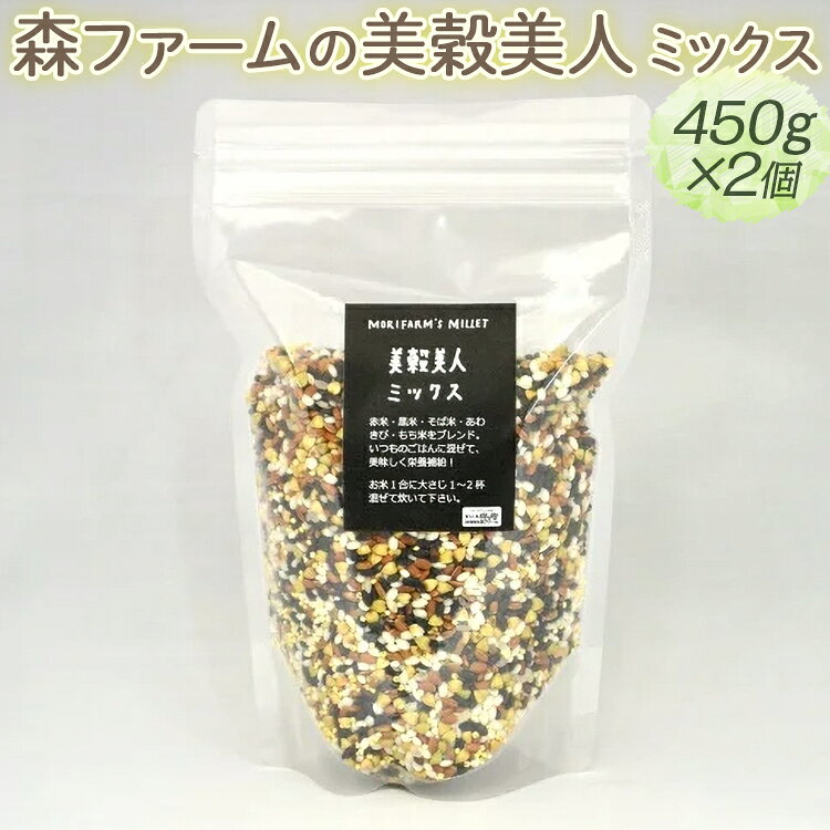 【ふるさと納税】森ファームの美穀美人 ミックス 450g×2個｜健康 国産 ヘルシー 食物繊維 ブレンド 雑穀米 オーガニック 米 おいしい 便利 簡単 産地直送 ギフト 贈答 プレゼント ご褒美 900g 茨城 古河市 お祝 記念日 景品 栄養 手軽 _BI99