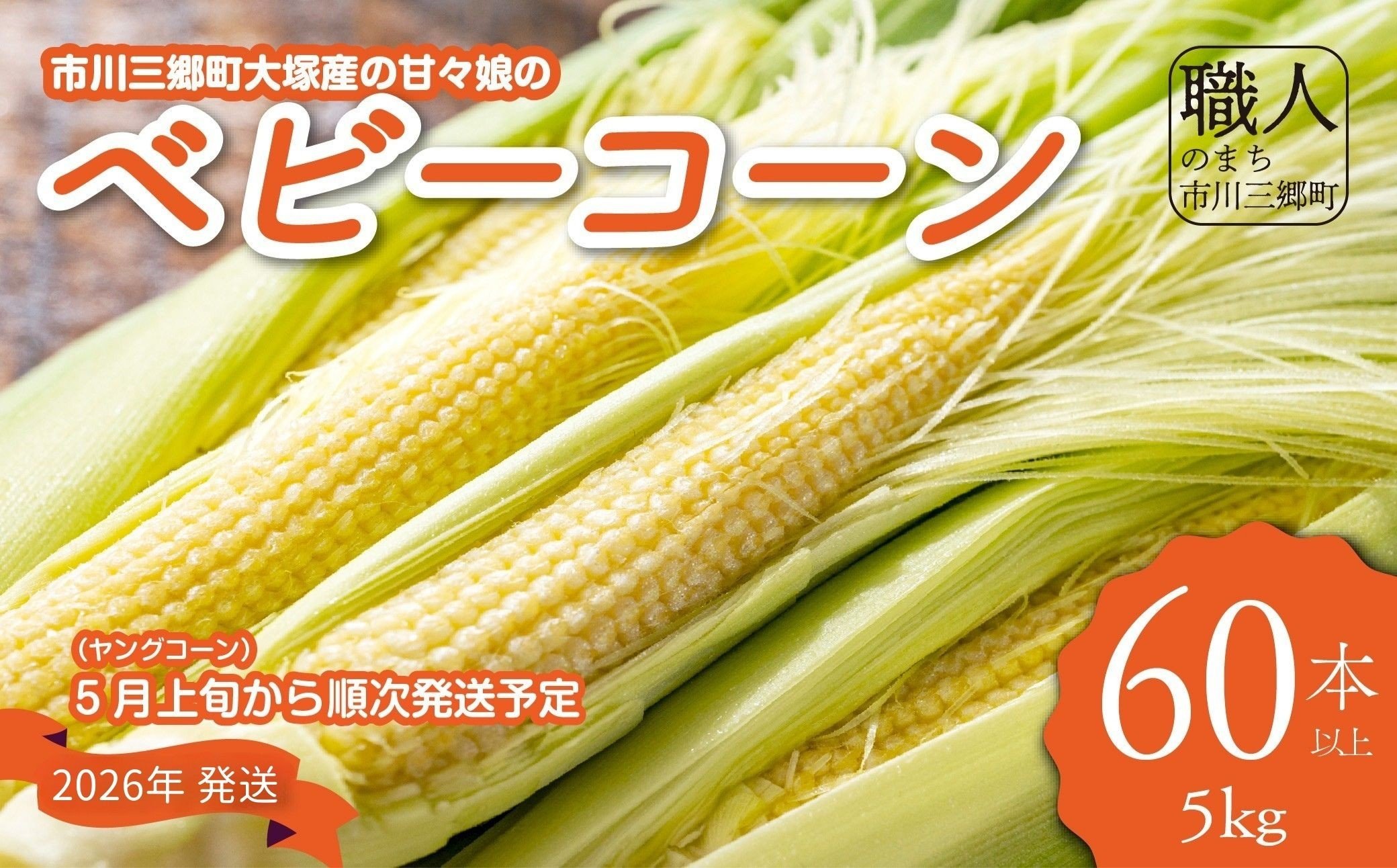 
            甘々娘のベビーコーン 5kg（60本以上）Kai Sweet Farm（山梨県市川三郷町産）[5839-1868]
          