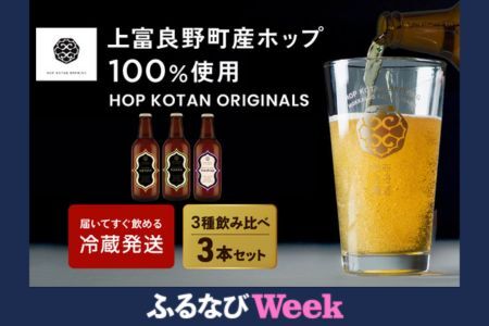 【ふるなびWEEK対象】HOP KOTAN 定番ビール3本セット（3種各1本）ビール 発泡酒 地ビール お酒 酒 アルコール ギフト 贈り物 プレゼント 北海道 上富良野町 クラフトビール FN-Limited-WE