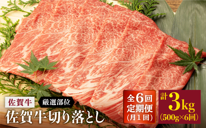 【6回定期便】 佐賀牛 切り落とし 500g (総計 3.0kg)【桑原畜産】 NAB033