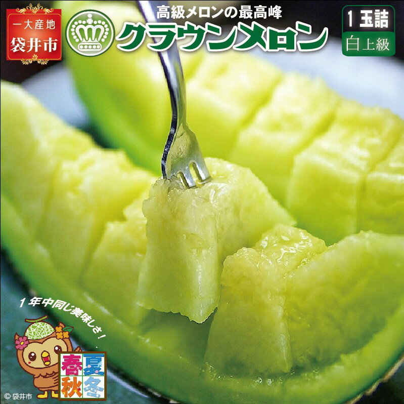 クラウンメロン(白上級)1玉 箱入り　【果物類・メロン青肉・静岡県産・くだもの・フルーツ】