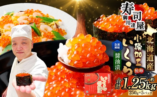 北海道加工 いくら醤油漬 計約1.25kg （約250g×5パック） いくら醤油漬け いくら イクラ 醤油漬 醤油漬け 冷凍
