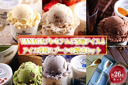 アイス ご当地アイス24個とアイス専用スプーン（ゴールド2本）の26点セット [AICN004]