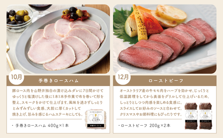 【定期便 全6回：偶数月発送】お肉のおかず定期便［みなみさつまのミートデリ］ ハンバーグ ウインナー ソーセージ ローストポーク ハム ピスタチオ入り フランクフルト ミートローフ ローストビーフ 鹿