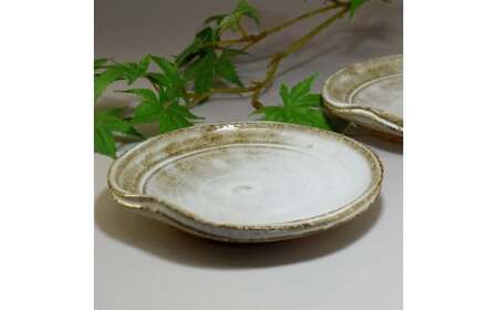 萩焼 荒丸皿 2客