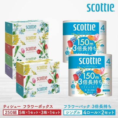 ふるさと納税 八代市 スコッティ ティシュー5箱P×1セット+3箱P×1セット+トイレット4ロール(シングル)P×2セット