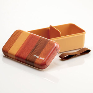 おかずのっけ弁当箱（メラミン蓋）580ml　木目（ライトブラウン）　52693-0-SLLB6M　4-159