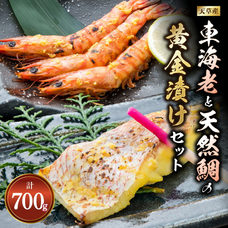 【ふるさと納税】車海老 天然鯛 黄金漬け セット 車えび味噌漬け 200g 天然鯛味噌漬け 500g オリジナル 味噌漬け 加工品 海鮮 魚介 ご飯のお供 おつまみ 熊本県 天草市 お取り寄せ お取り寄せグルメ 冷凍 送料無料