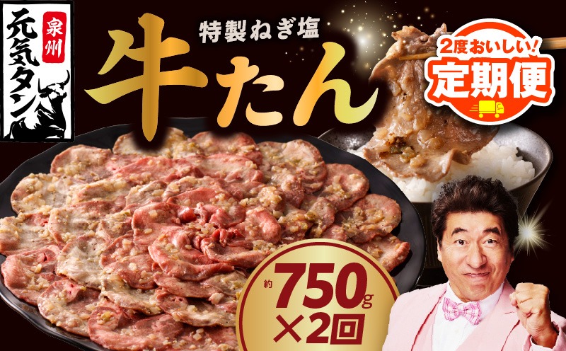 G2995 【定期便】ねぎ塩 牛たん 750g × 2回【小分け 250g×3P 牛タン 牛肉 焼肉用 薄切り 訳あり サイズ不揃い 2025年11月＆2026年5月発送】