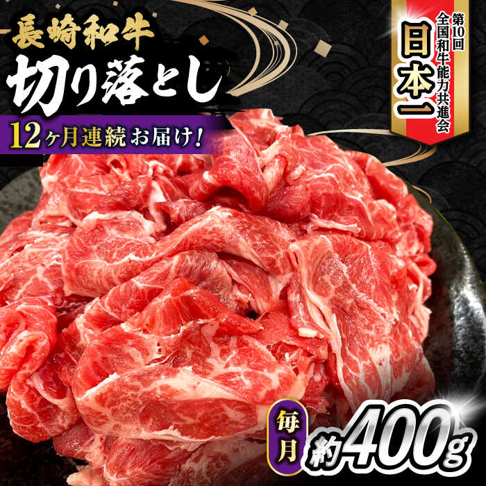【ふるさと納税】【12回定期便】 内閣総理大臣賞受賞！長崎和牛 切り落とし 400g 総計4.8kg / 長崎和牛 国産 和牛 切り落とし / 大村市 / かとりストアー[ACAN071]
