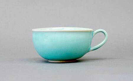 有田焼 翡翠スープ碗 2個セット【梶原大敬 茂正工房】器 うつわ 食器 スープカップ 2個 ペア セット 青磁 翡翠 青 作家 手仕事 ろくろ たっぷり スープ 電子レンジ対応 ak041