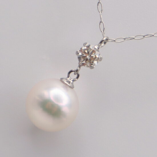 【ふるさと納税】1689　Ptあこや本真珠8.0mmup　ダイヤモンド0.15ct　ペンダントネックレス