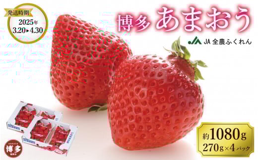 ＜2025年3月以降発送＞博多あまおう約270ｇ×４