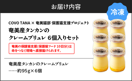 【 奄美 の 保護猫 支援（ 保護猫フード 10日分 ）】＋ 奄美産 タンカン の クレーム ブリュレ （ 6個 入り ） A071-002-02 菓子 スイーツ クリームブリュレ デザート 保護猫支