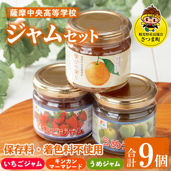 【ふるさと納税】薩摩中央高校ジャムセット(150g×3個×3種・合計9個) 鹿児島 加工食品 果物 詰め合わせ 梅 うめ ハンドメイド ジャム マーマレード ギフト 手作り 【一社)さつま町観光特産品協会】
