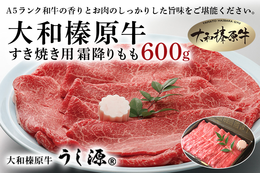 (冷凍) 大和榛原牛 すき焼き用 霜降り もも 600ｇ ／ うし源 本店 ふるさと納税 黒毛和牛 A5等級 手土産 父の日 母の日 奈良県 宇陀市 お中元 贈答用 贈り物 暑中見舞い お土産