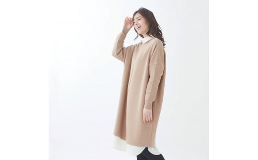 ニットチュニック （ベージュ） ウール100% レディース 服 ファッション おしゃれ 日本製 秋 冬 無地 贈り物 祝い 誕生日 卒業 プレゼント ギフト クリスマス 選べる2色 新潟県 見附市