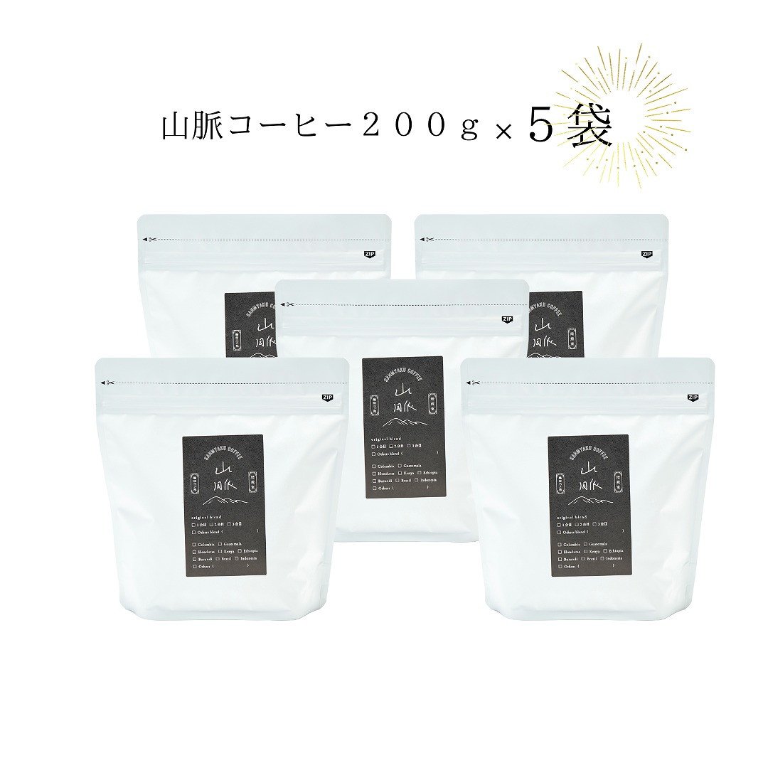 
            1040 喫茶室山脈【コーヒー豆２００ｇ×５袋セット】
          