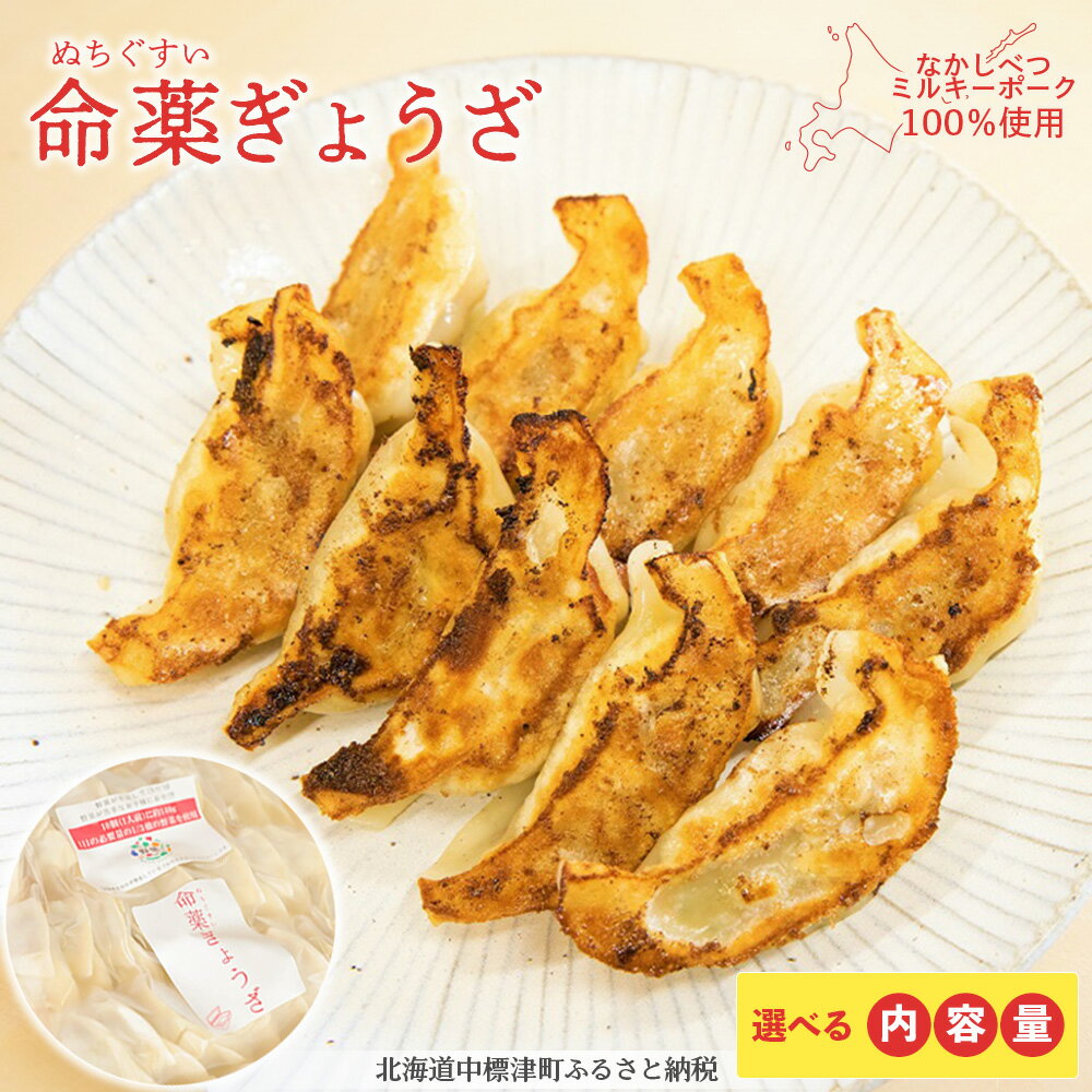 【ふるさと納税】【選べる内容量！約1.5人前～6人前】【なかしべつミルキーポーク100％使用】 樹苞 命薬ぎょうざ | ぎょうざ ギョウザ 命薬餃子 野菜餃子 中華 中華料理 点心 国産豚 ミルキーポーク 野菜 ニンニク 生姜 栄養満点 冷凍食品 お取り寄せ 北海道 中標津町 中標津