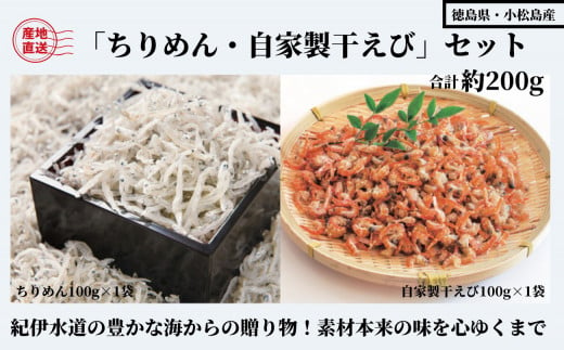 （容量が選べる） 200g 藤政の「ちりめん・自家製干えび」セット 徳島 ちりめん 干し えび 和田島　お取り寄せグルメ　ギフト　進物　詰め合わせ ※北海道・沖縄・離島への配送不可