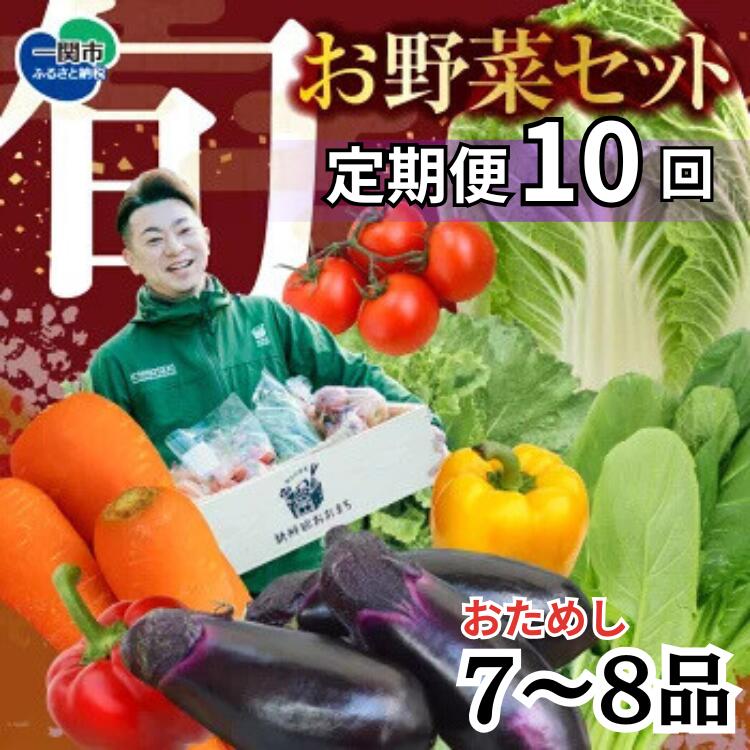 【ふるさと納税】定期便 10回 野菜 お試し 野菜セット お楽しみ 旬 新鮮 詰め合わせ 7〜8品 果物 フルーツ ギフト 直送 農家 おまかせ お取り寄せ 産直直送 産直 冬 春 サラダ 詰合せ りんご きのこ 10times