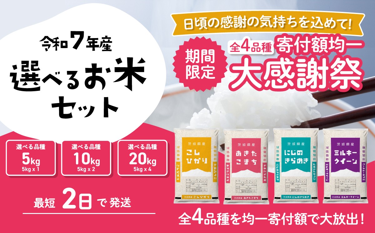 令和5年産 茨城県産 コシヒカリ ( 精米 ) 20kg ( 5kg × 4袋 )