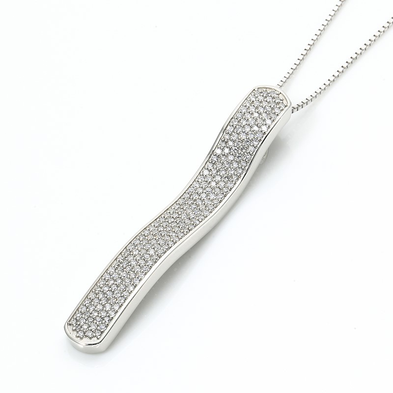 Deliciae パヴェ ペンダントネックレス エレガントウェーブ（波） 天然ダイヤモンド【0.52ct】 PT950kf　カード鑑別書付　KFPN24-1