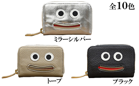 財布 思わず笑顔になってしまうニッコリマルチケース ミニ財布 牛革 カード 小銭 革 レザー ケース 本革 ファッション小物  ビビットピンク