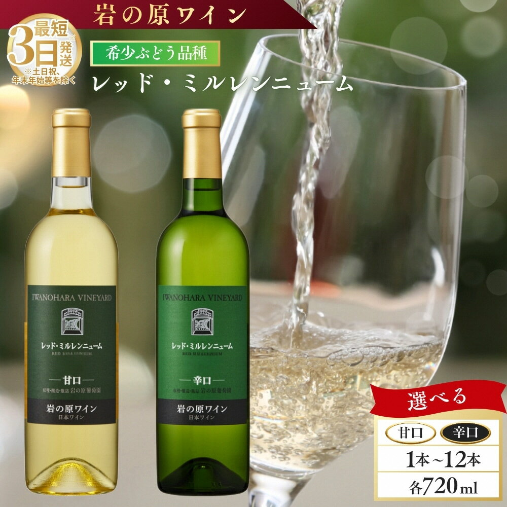 【ふるさと納税】ワイン 岩の原ワイン レッド・ミルレンニューム 1本 2本 3本 6本 12本 希少ぶどう品種 甘口 お酒 希少 ぶどう 岩の原 新潟 上越　お届け：入金確認後、順次発送いたします。