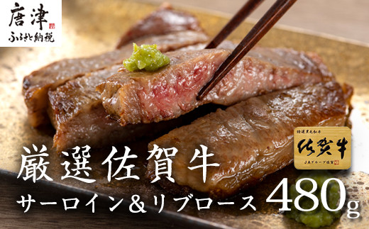 
                  厳選佐賀牛 サーロインステーキ180g リブローススライス300g 2種(合計480g)セット
                