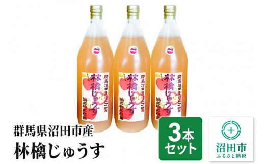 
群馬県沼田市産 林檎じゅうす1000ml（リンゴジュース）3本セット
