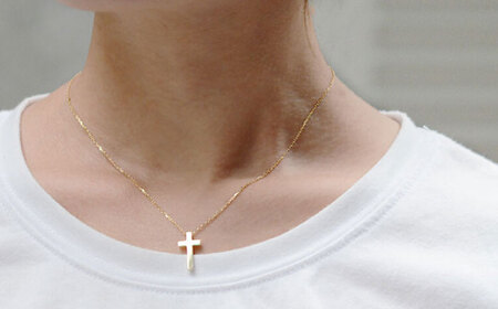 ロッソエブルー ネックレス 40cm k18 18金 ゴールド L クロス 十字架 レディース 岐阜市 / アフェクト[ANGT004]