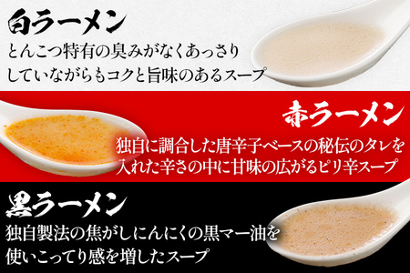 とんこつラーメン 博多三氣 食べ比べセット（3種各1食）豚骨 トンコツ ラーメン らーめん 麺 スープ ラー麦100% 赤 黒 白 具材なし 冷凍 博多 博多らーめん お取り寄せ グルメ ご当地グルメ