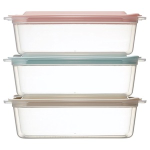 保存容器[700ml]3個セット●アソート● キッチン 保存 食材保存 お弁当箱 ランチボックス 容器 フードコンテナ 電子レンジ対応 保存容器 シンプル かわいい 3色〈スケーター株式会社〉   4