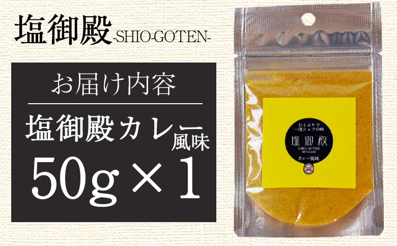 ＜塩御殿 カレー風味 1袋＞ 調味料 しお スパイス 料理 アレンジ 天然塩 万能調味料 ばんのう お試し かける 混ぜる 調理 味付け ニンニク にんにく コショウ 胡椒 唐辛子 旨味 プロ 一流 
