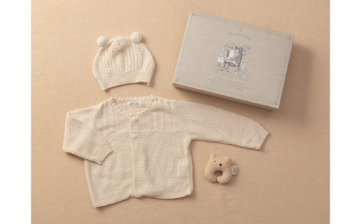 ニットカーディガン＆ぼうし＆プチラトル　ギフトボックス付き TAK131