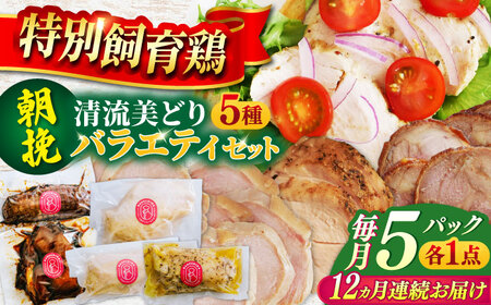 鶏肉 【12回定期便】 朝挽き 清流美どり バラエティ5点セット [ANDL014] 鶏肉
