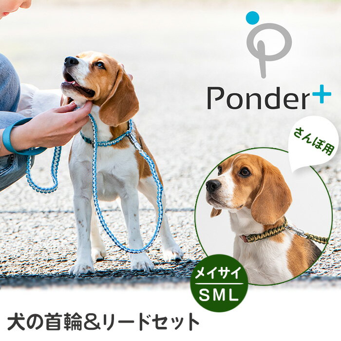 【ふるさと納税】No.463 犬の首輪＆リードセット さんぽ用 ポンダープラス メイサイ ／ ペット用品 犬用品 ペットグッズ 散歩グッズ ワンタッチ 着脱簡単 ロック付き 高耐久 おしゃれ 丈夫 カラフル ハンドメイド 手作り 手編み パラコード 革 レザー 送料無料 大阪府
