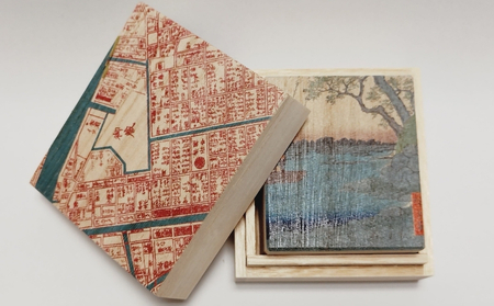 【桐箱(二重箱)】名所江戸水景 [(6)御厩河岸] 1ケ (カラー：ピンク)