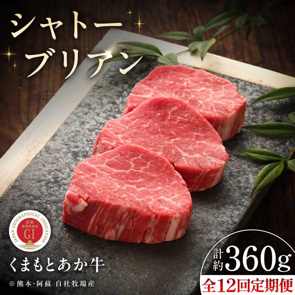 12回定期便 GI認証 くまもとあか牛シャトーブリアン 約120g×3枚 ステーキ BHAS074 ステーキ