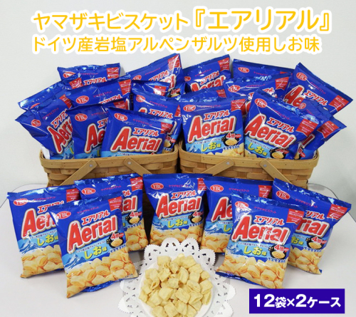 ヤマザキビスケット『エアリアル』ドイツ産岩塩アルペンザルツ使用しお味（12袋×2ケース） ｜ 菓子 お菓子 スナック エアリアル おかし おやつ おつまみ つまみ スナック菓子 チップスター YBC スイーツ ご家庭用 手土産 ギフト 贈答 贈り物 プレゼント お中元 お歳暮　 夏休み 冬休み 直送 工場直送 茨城県 古河市 送料無料 _BY07