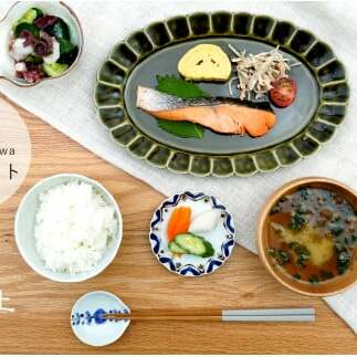 有田焼 和の器5点セット お茶碗 オーバル皿 小皿 小鉢 レスト【藍土】 A35-235