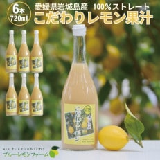 愛媛　ブルーレモンファームのレモン果汁　720ml×6本セット