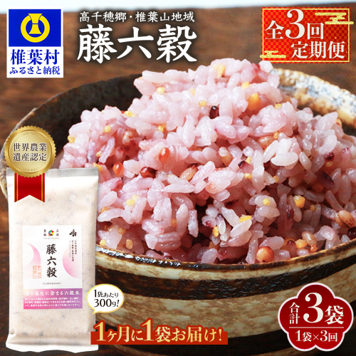 【3回定期便】【雑穀米】藤の花色に染まる美しい六穀米《藤六穀》300g×1袋 3回配送【世界農業遺産 高千穂郷・椎葉山地域】TT-12