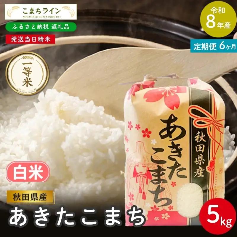 《 6回定期便 》 米 令和8年産 あきたこまち 白米 5kg×6回 秋田県産 米 一等米 ブランド米 30キロ 白米 精米 精米したて 一人暮らし 秋田 能代 能代市 送料無料 《こまちライン》