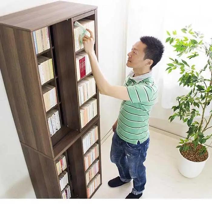 【完成品 2台セット】スライド本棚 W575 ウォールナット AKU101193203