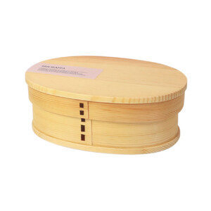 みよし漆器本舗 曲げわっぱ お弁当箱 600ml 約17.5×11.5×高さ6.5cm 小判型 MIN WAPPA ピンク 白木