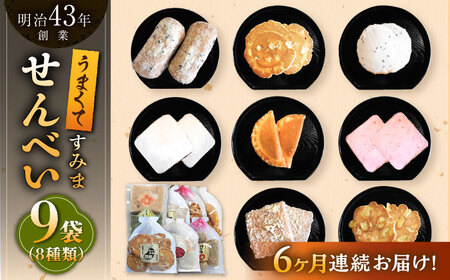 【6回定期便】せんべい バラエティ詰合せ 8種 計9袋 /恵比須堂 [UBQ003] 煎餅
